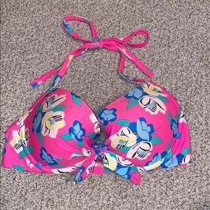 Aerie Pink with Flowers Swim in Top Size 34D